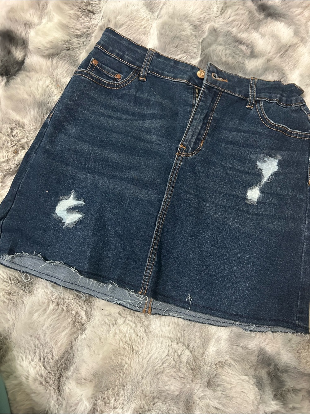 jcpenney Dark Blue Distressed Denim Mini Skirt